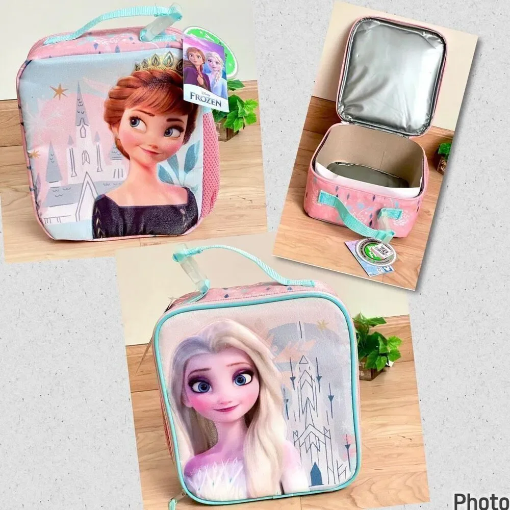 NWT Gorgeous Disney FROZEN Elsa & Anna Insulated Lunch Box w Water Bottle Pocket